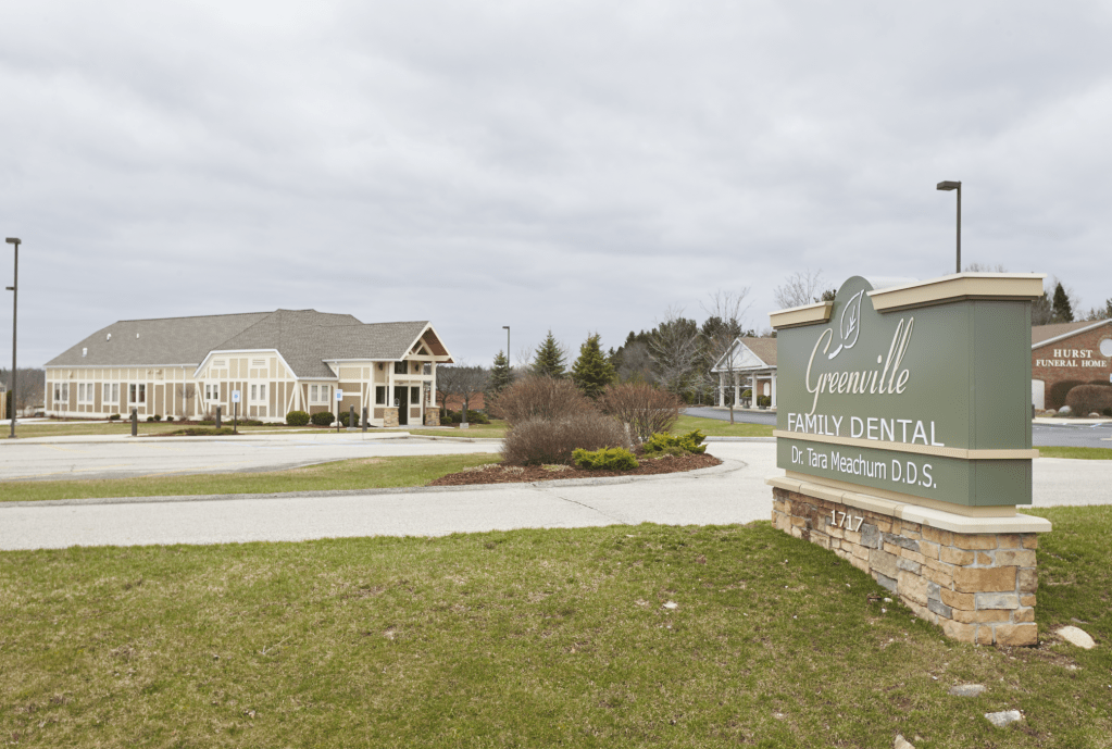 Exterior of Greenville Family Dental office with sign