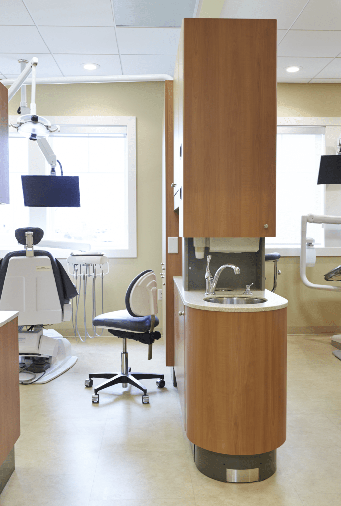 Split view of two exam rooms